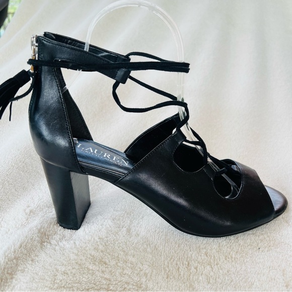 LAUREN RALPH LAUREN STRAPPY SEXY LACE UP OPEN TOE HEELS SIZE 7.5 NWT - Picture 2 of 10